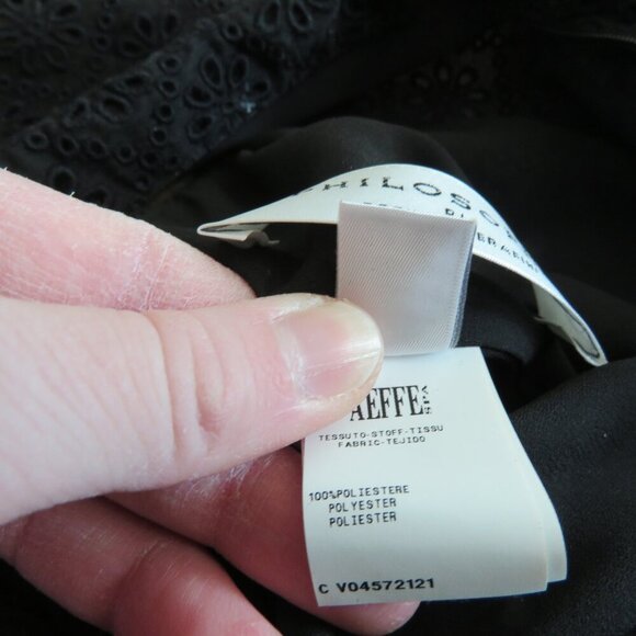 PHILOSOPHY DI LORENZO SERAFINI Broderie Anglaise Lace Ruffle Tiered Black Dress - Picture 5 of 15